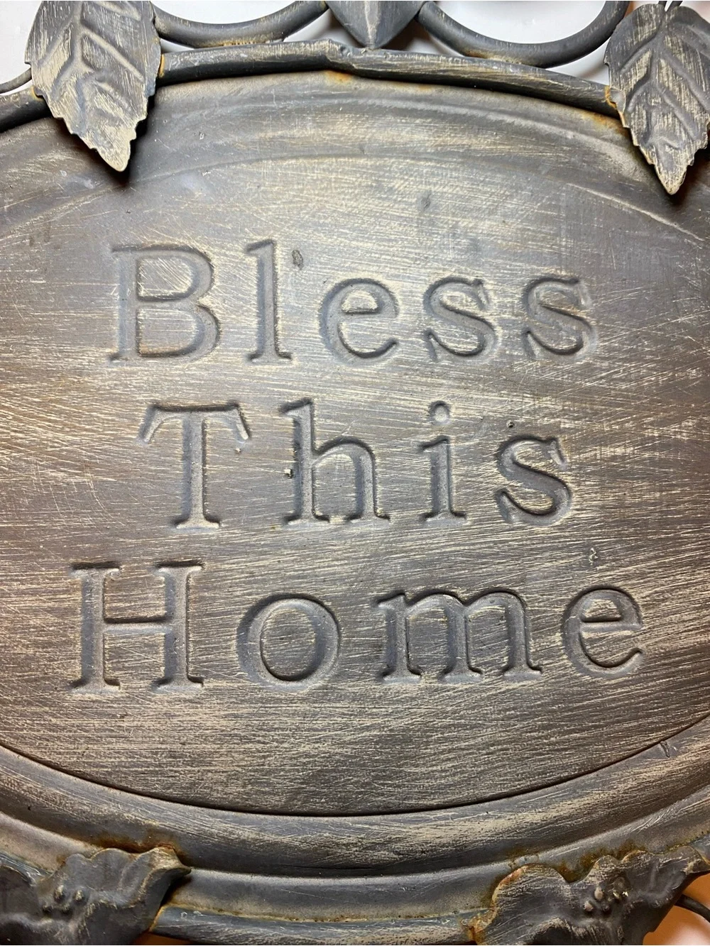 Bless This Home Wall Plaque - Black, gray and brown tent. 14.5x14.5